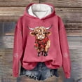 thumbnail image 2 of Telankuip Christmas Highland Cow Graphic Hoodies for Women Funny Animal Print Xmas Hooded Sweatshirts 2025 Fashion Loose Comfy Long Sleeve Soft Pullover Tops Watermelon Red XXL, 2 of 3
