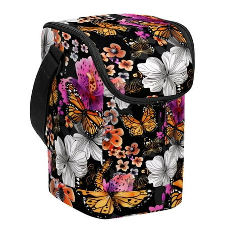 

Anna Cowper Stand-up Picnic Bag for Women/Men Travel Shopper Large Capacity Food Delivery Bag Handbag Insulation Bag Flowers Butterfly