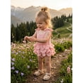 thumbnail image 4 of BemeyourBBs Newborn Baby Girl Summer Clothes Cute Infant Baby Girl Cotton Linen Outfit Bubble Romper 0 3 6 12 18 Months Strap Tie-up Sleeveless Layered Bodysuit Jumpsuit Playsuit, 4 of 9