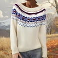 thumbnail image 2 of sususu Women's Fair Isle Sweater Oversized Knitted Sweaters Long Sleeve Boat Neck Colorful Loose Pullover Jumper Top,A01-Blue,L, 2 of 5