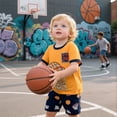 thumbnail image 2 of POPTEM Toddler Boy Basketball Pajamas Short Sleeve Pjs Cotton Sleepwear Sets 2-Pieces Yellow 3T, 2 of 8