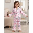 thumbnail image 4 of RUINIXCW Mommy and Me Christmas Pajamas Set Mom and Daughter Matching Pajamas Santa Print Button Down Long Sleeve Lapel Tops Pants Family Christmas Silk Satin PJS Sleepwear, 4 of 9