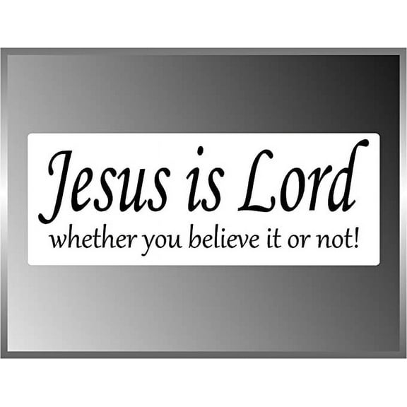 Jesus Is Lord Christian Vinyl Euro Decal Bumper Sticker 3" X 8"