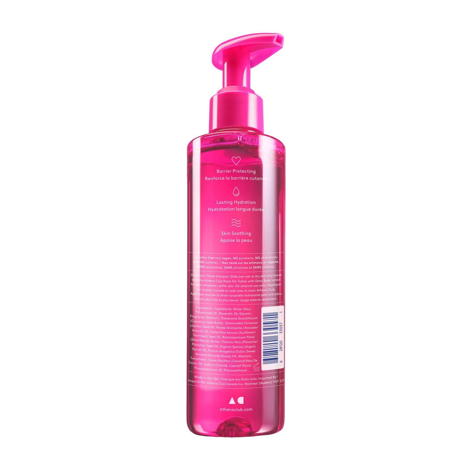 Athena Club Glossy Shave Oil, Super Pink - 236 mL, Innovative oil-serum hybrid.