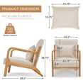 thumbnail image 2 of YODOLLA  Fabric Accent Chair Mid-Century Modern Upholstered Arm Chair Set of 2 for Living Room in White, 2 of 7