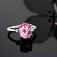 thumbnail image 4 of Gem Stone King 925 Sterling Silver Light Pink Created Sapphire and White Topaz Women Ring (2.94 Cttw, Oval 10X8MM, Available in Size 5,6,7,8,9), 4 of 5