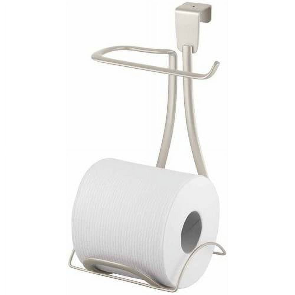 Evelots Over the Tank Metal Hanging Toilet Paper Holder and Spare Reserve,  Holds 4 Rolls for Bathroom Storage, No Tool Install, Chrome