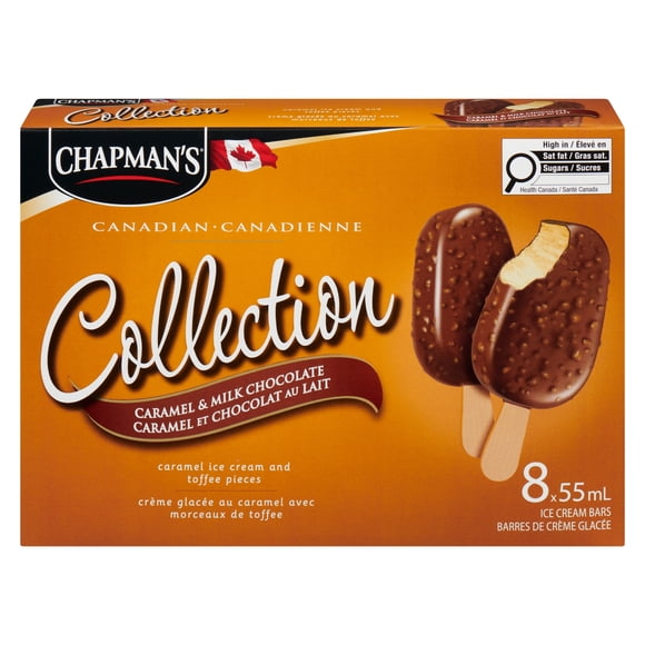 Chapman's Canadian Collection Caramel & Milk Chocolate Ice Cream Bar in a Carton, 8 x 55mL