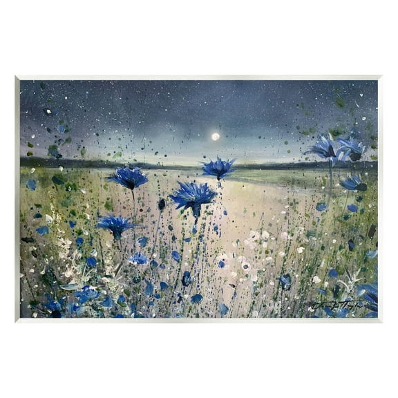 Moon over Blooming Flowers Wall Plaque Art, 19 x 13, Made In USA