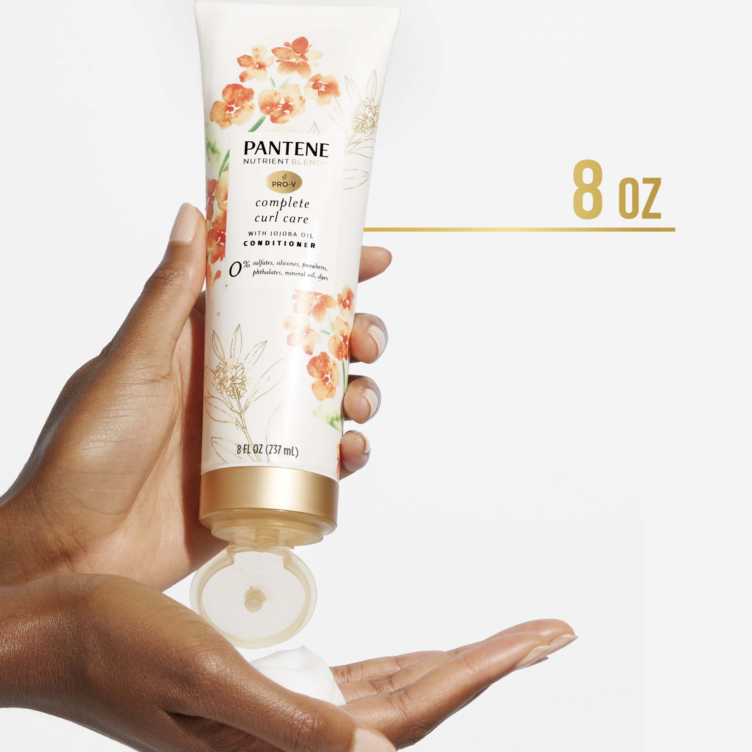 (2 pack) Pantene Sulfate Free Curly Hair Conditioner, Anti Frizz, with Jojoba Oil, Color Safe, 8.0 oz