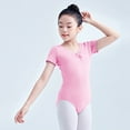 thumbnail image 4 of WOLLED 3-16Y Teen Kids Romper Ballet Leotards Toddler Girls Short Sleeve Hollow Back Dance Dress Youth Summer Jumpsuit Dance Ballet One-Piece Rompers, 4 of 9