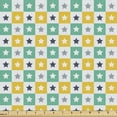 thumbnail image 1 of Geometric Upholstery Fabric by the Yard, Star Shapes Inside Abstract Square Boxes Score Game Motif Print, Decorative Fabric for DIY and Home Accents, Mustard Sea Green and White by Ambesonne, 1 of 5
