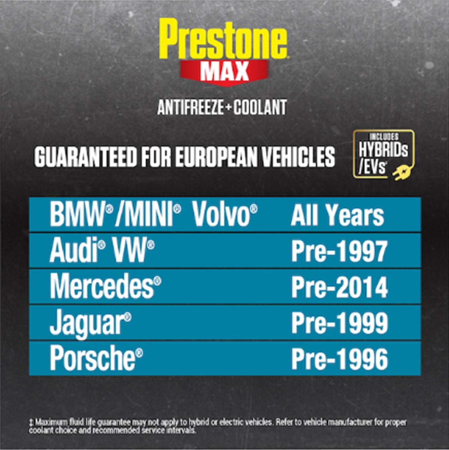 Prestone Max 50% European Lit Blue Af 6110 Antifreeze/Coolant, 1 Gallon