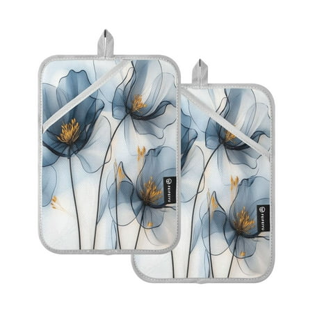 

Vzayy Kitchen Pot Holders Sets Heat Resistants for Cooking Baking Blue Translucent One Petal