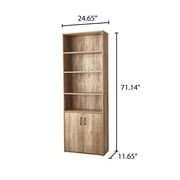 Mainstays Traditional 5 Shelf Bookcase with Doors, Weathered Oak Finish