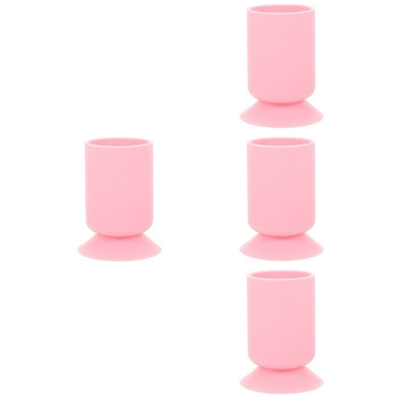 4 Pack Silicone Suction Cup Pen Holder Cosmetics Brush Desk Organizer Pencils Miss Pink