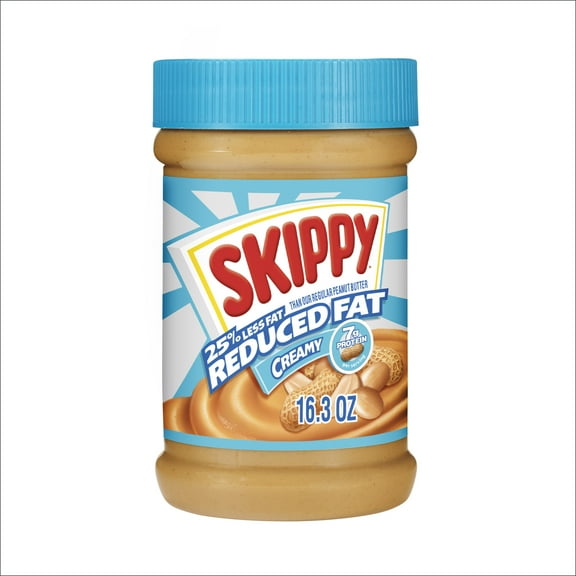 SKIPPY Reduced Fat Creamy Peanut Butter Spread, Shelf-Stable, 16.3 oz Plastic Jar