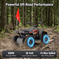 thumbnail image 3 of IVFJFV 36V 500W Electric Four Wheeler Off-Road Ride On,Dual Speed 10/15MPH,Dual Shock Absorbers,Disc Brake,LED Headlight,Max Load 143LBS, Safety Flag & Emergency Stop Switch,GREEN, 3 of 10