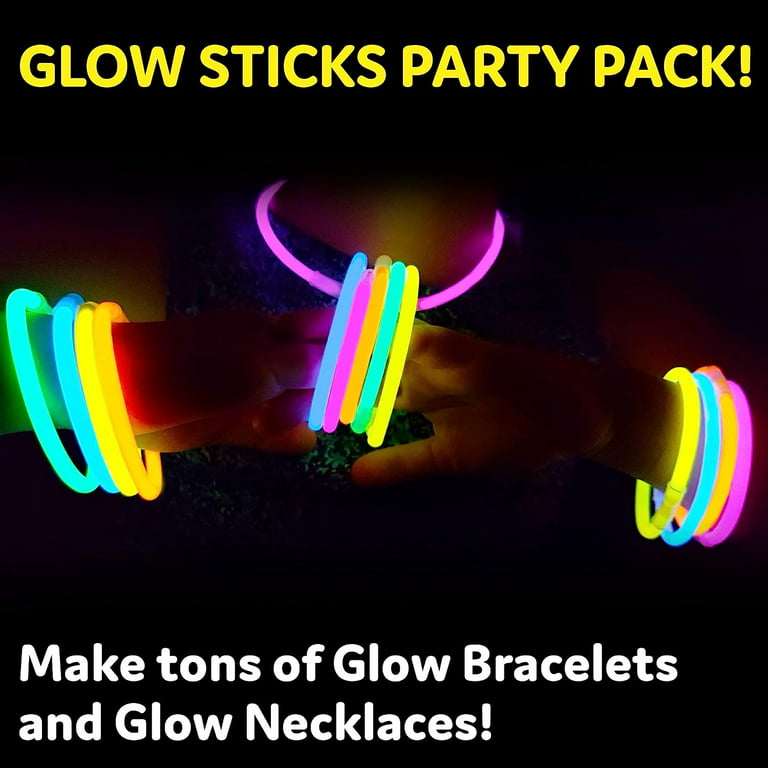 PartySticks Glow Sticks Party Supplies 1,000 Pack - 8 inch Glow in The Dark Light Up Sticks Party Favors, Glow Party Decorations, Black