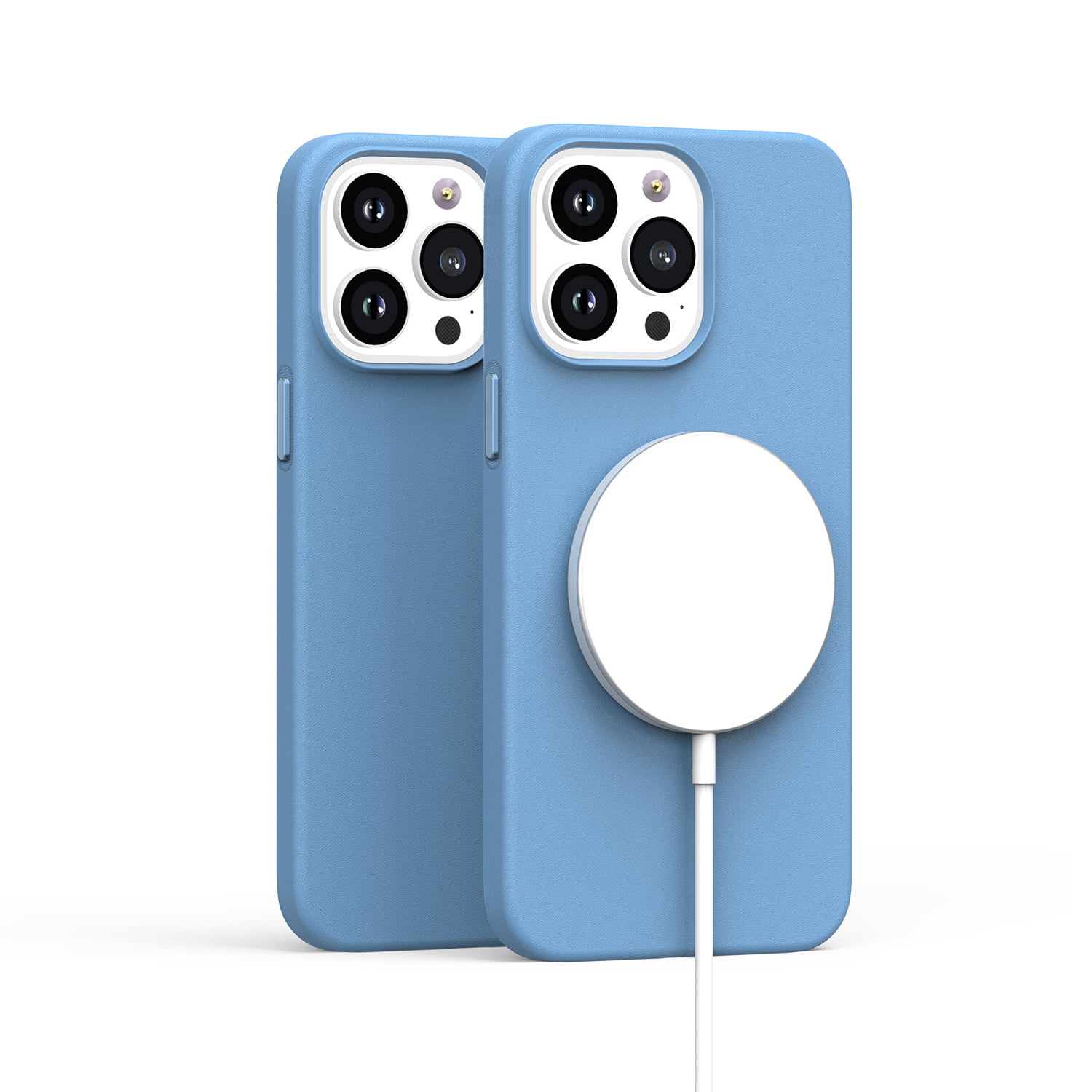 Aktiv Atlas Beskrivende For Apple iPhone 14 Pro Max (6.7") MagSafe Compatible Original Invisible  Circle PU Leather Hybrid with Metal Buttons Cover ,Xpm Phone Case [ Sky  Blue ] - Walmart.com