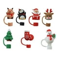 thumbnail image 2 of TISHITA Christmas Straw Cover Caps Decoration Fits 10mm Straws Cute Xmas Gift Holiday Christmas Straw Topper Soft Silicone Straw Lids 7pcs, 2 of 8