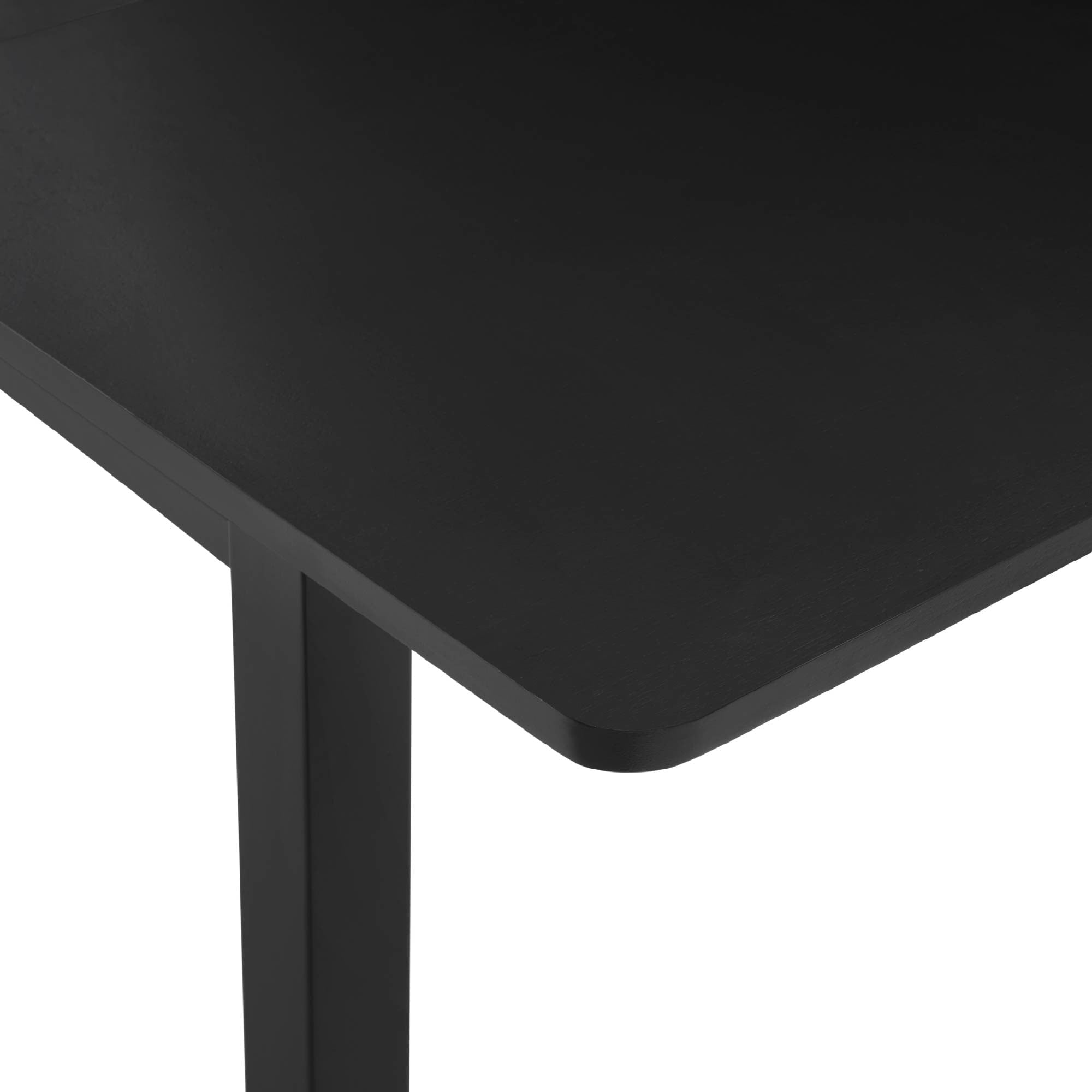MAYEERTY 59'' Extendable Dining Table – Modern Wooden Kitchen Table for 4-8 People, Space-Saving Design for Dining Room, Office, and Living Room,Black