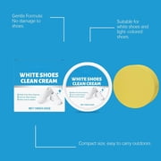 White Shoe Cleaner Cream, Multipurpose Clean Cream For Shoes, No-Wash Solid with Sponge Removes Stains, Waterless Cleaning with Sponge, for Leather Silicone