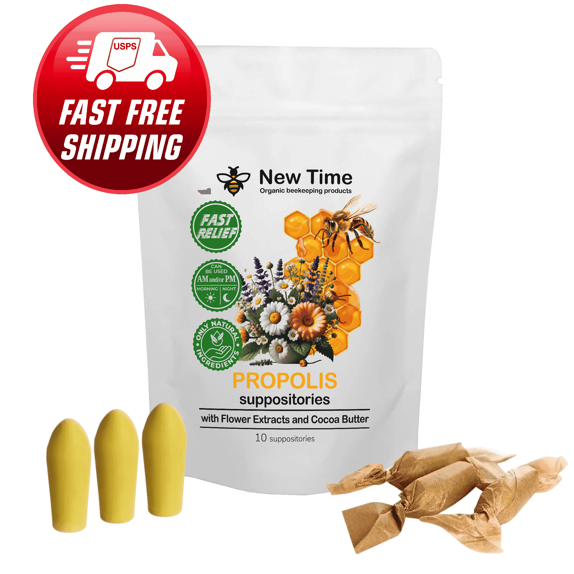 Propolis Suppositories with Calendula for Men & Women 100% Natural Support