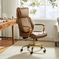thumbnail image 2 of Ergonomic Office Chairs with Inflatable Lumbar Support High Back Leather Executive Chair with Arms for Boss Camel, 2 of 10