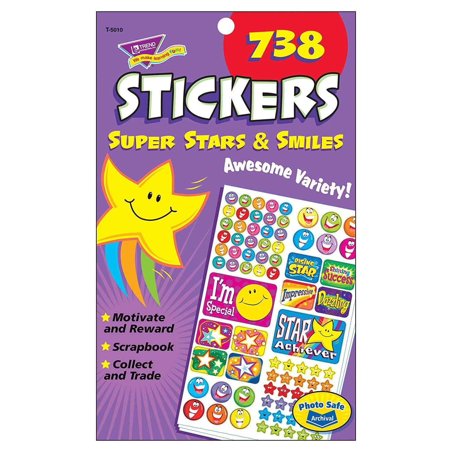 TREND enterprises, Inc. Super Stars & Smiles Sticker Pad, 738 ct