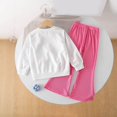 thumbnail image 4 of Utlike 2 Pcs School Outfits For Girls Winter Warm Ribbed Sweatshirt With Floral Design And Flared Pants Two Piece Toddler Casual Clothing Set Matching Outfits For Girl Size 3 Years-4 Years White, 4 of 7