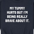thumbnail image 3 of Instant Message - Tummy Hurts Brave - Men's Crew Neck Fleece Pullover, 3 of 6