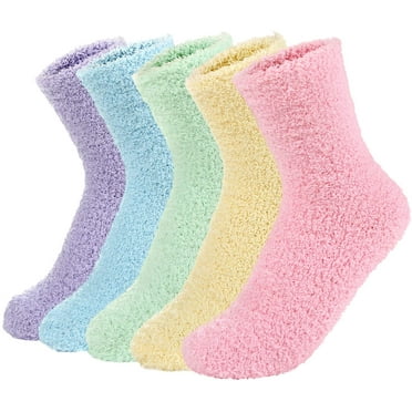 5 pairs Womens Christmas Fuzzy Socks Winter Warm Cozy Socks Soft Fluffy Socks Athletic Indoor Socks for Women