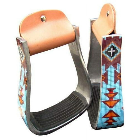 Showman Lightweight Aluminum Stirrups w/ Cross Southwest Design