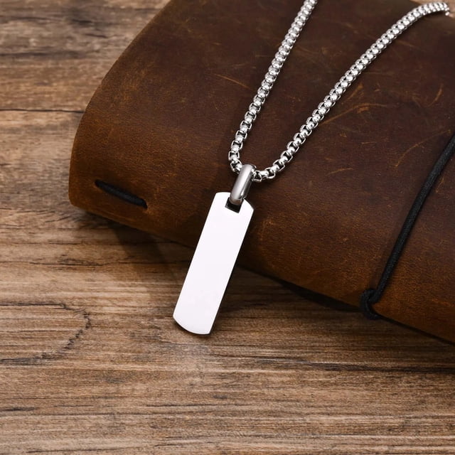 Collares de barra personalizados para hombres y niños, colgante geométrico Vertical de acero inoxidable impermeable con cadena de caja