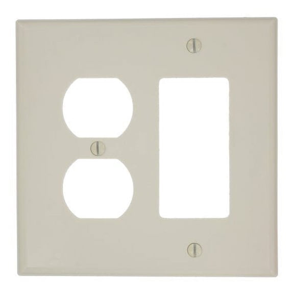 Leviton PJ826-T Light Almond Midway Nylon Two Gang Combination Duplex Receptacle Decora Wall Plate