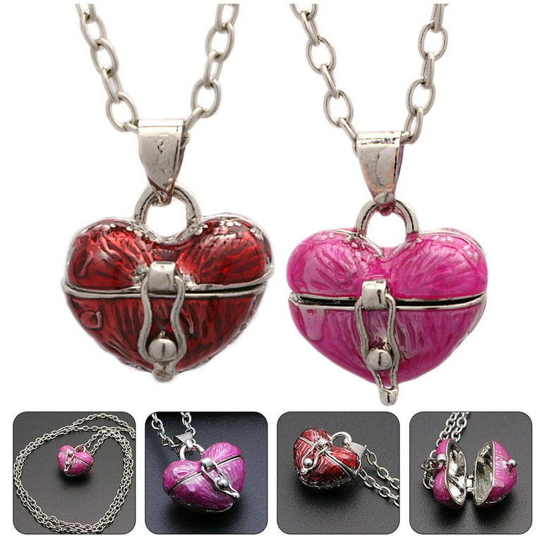 ☆☆人気☆VINTAGE HOLLYWOOD☆Love Lock Heart Necklace☆☆ 2pcs Heart Locket Pendant Love Heart Locket Necklace Vintage