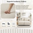 thumbnail image 3 of Convertible Chaise Lounge 63" Loveseat Sofa Sofa Bed Corduroy Sleeper Sofa with Usb Ports, Two Cup Holders, Phone Holder and Ample Storage Space for Living Room and Bedroom (Beige), 3 of 11