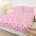 thumbnail image 3 of Manfei Pink Geometric Lines Fitted Sheet Queen,Fashion Goblet Pattern Bedding,3 Pieces,1 Fitted Sheet and 2 Pillowcases, 3 of 6