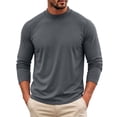 thumbnail image 2 of Enjoytime Mens T Shirts Mock Neck Stretch Long Sleeve Shirt Solid Fitted Lightweight Casual Fall Basic Tops, 2 of 6
