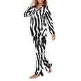 thumbnail image 2 of SCRAWLGOD Zebra Print Pajamas Women Long Sleeve Pjs for Women Set Fall Trendy Clothes Size S V Neck Womens Pajama Set of 2 Comfy Women Lounge Travel Set, 2 of 7