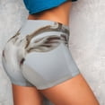 thumbnail image 4 of Logiee White Reindeer Portrait Print Women's Biker Shorts,Workout Gym Shorts,Scrunch Shorts,Tummy Control Hidden Scrunch Running Yoga Shorts-Large, 4 of 8