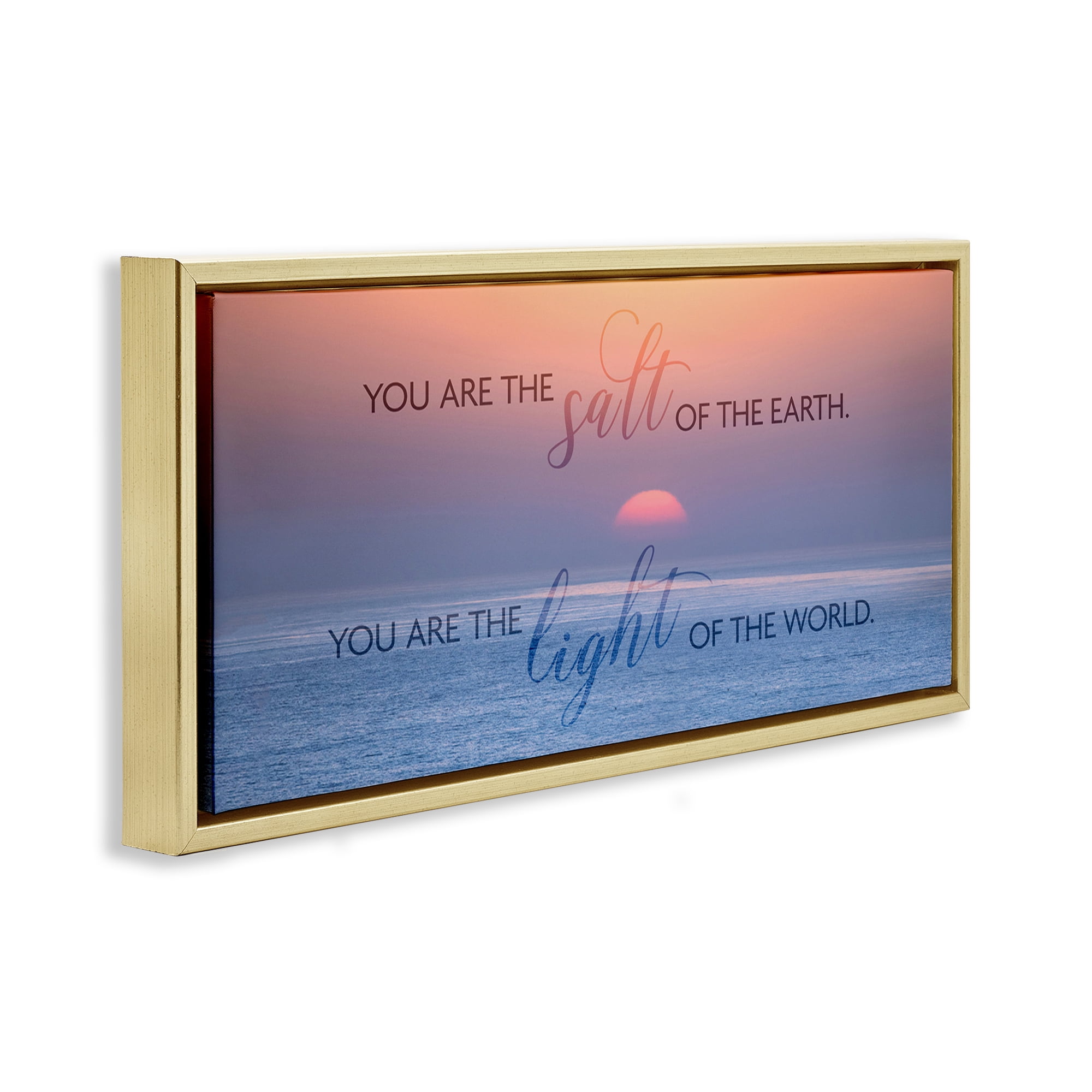 Stupell Industries Light Of The World Landscape Painting Gold Floater Framed Canvas Art Print Wall Art, 25 x 11