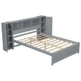 thumbnail image 4 of Euroco Wood Full Size Platform Bed with Storage Headboard and Shelves for Kids Teens Living Room, Gray, 4 of 13