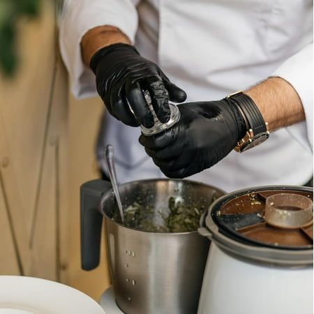 ForPro Disposable Nitrile Gloves, Chemical Resistant, Powder-Free, Latex-Free, Non-Sterile, Food Safe, 4 Mil, Black, Large, 100-Count