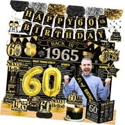 SKYSONIC 50th Birthday Decor for Men and Women, 35PCS Vintage 1975 Theme 50th Birthday Backdrop, Banners, Cake Topper, Balloons, Paper Poms, Honeycomb Centerpieces, Supplies for 50th Anniversary