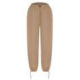 thumbnail image 5 of XFLWAM Women's Parachute Pants Drawstring Elastic Low Waist Ruched Cargo Pants Streetwear Windbreaker Pants Khaki M, 5 of 7