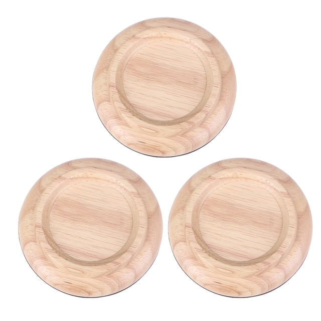 Miangastore Piano Caster Cups Solid Wood Light Yellow 3Pcs 4.9x4.9x0.9In