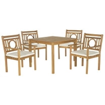 SAFAVIEH Montclair Outdoor Modern 5 Piece Dining Set with Cushion, Natural/Beige