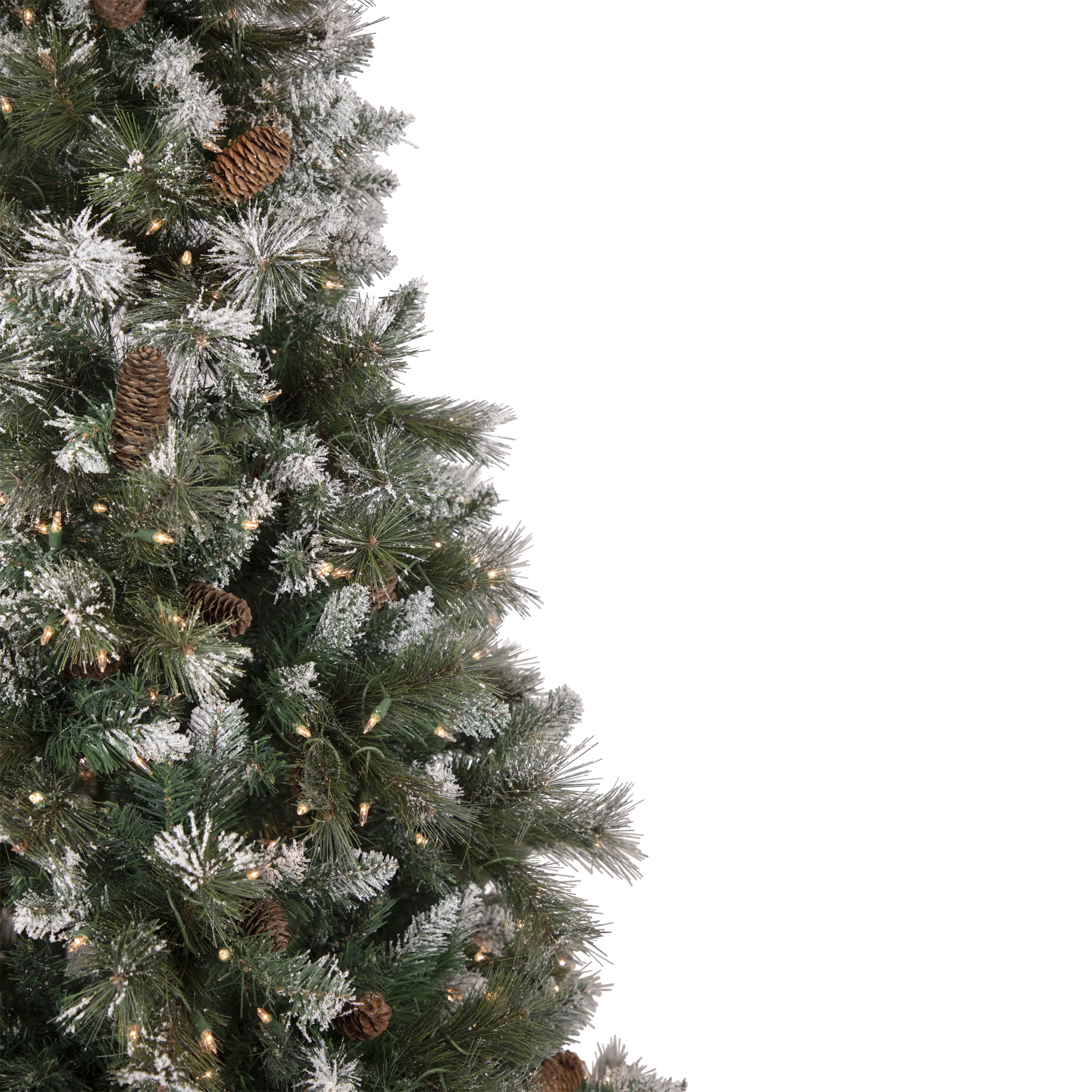 Northlight Clear Prelit Incandescent Green Hinged Snow Valley Pine Artificial Christmas Tree, 6.5'